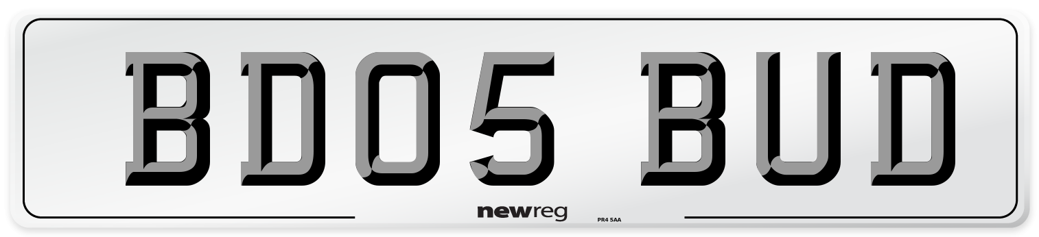 BD05 BUD Number Plate from New Reg